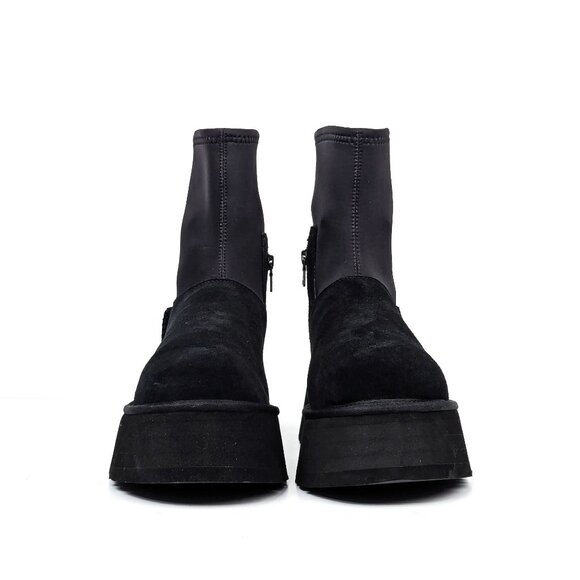 UGG Women Classic Dipper Black Suede Winter Ankle Boots size 10 - Picture 2 of 9